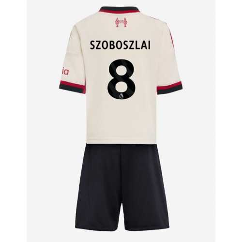 Stroje piłkarskie Liverpool Dominik Szoboszlai #8 Koszulka Wyjazdowej dla dzieci 2025-26 Krótki Rękaw (+ szorty)